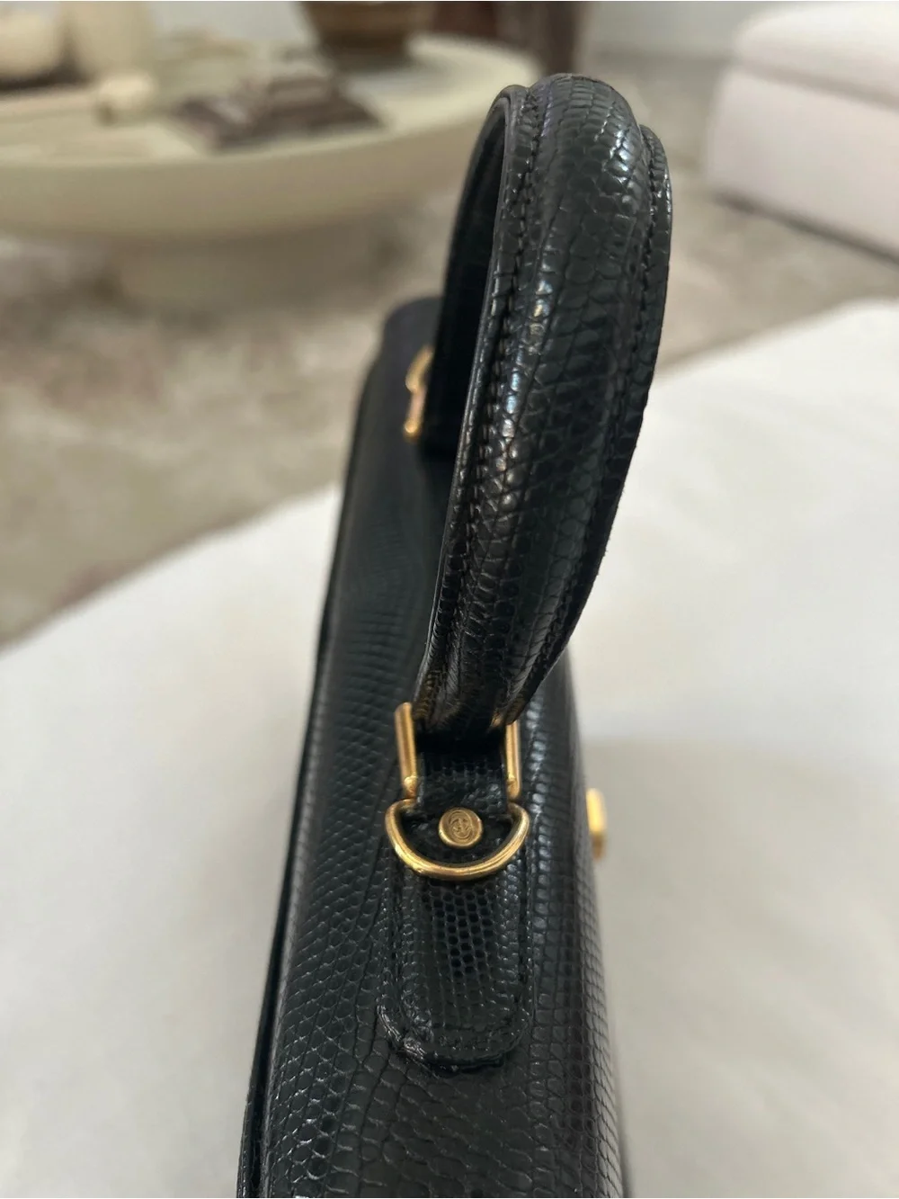 Vintage Gucci Lady Lock lizard skin in Black